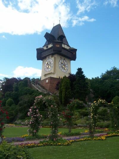 A look back up at the Clock Tower as you walk down through the beautiful parks
